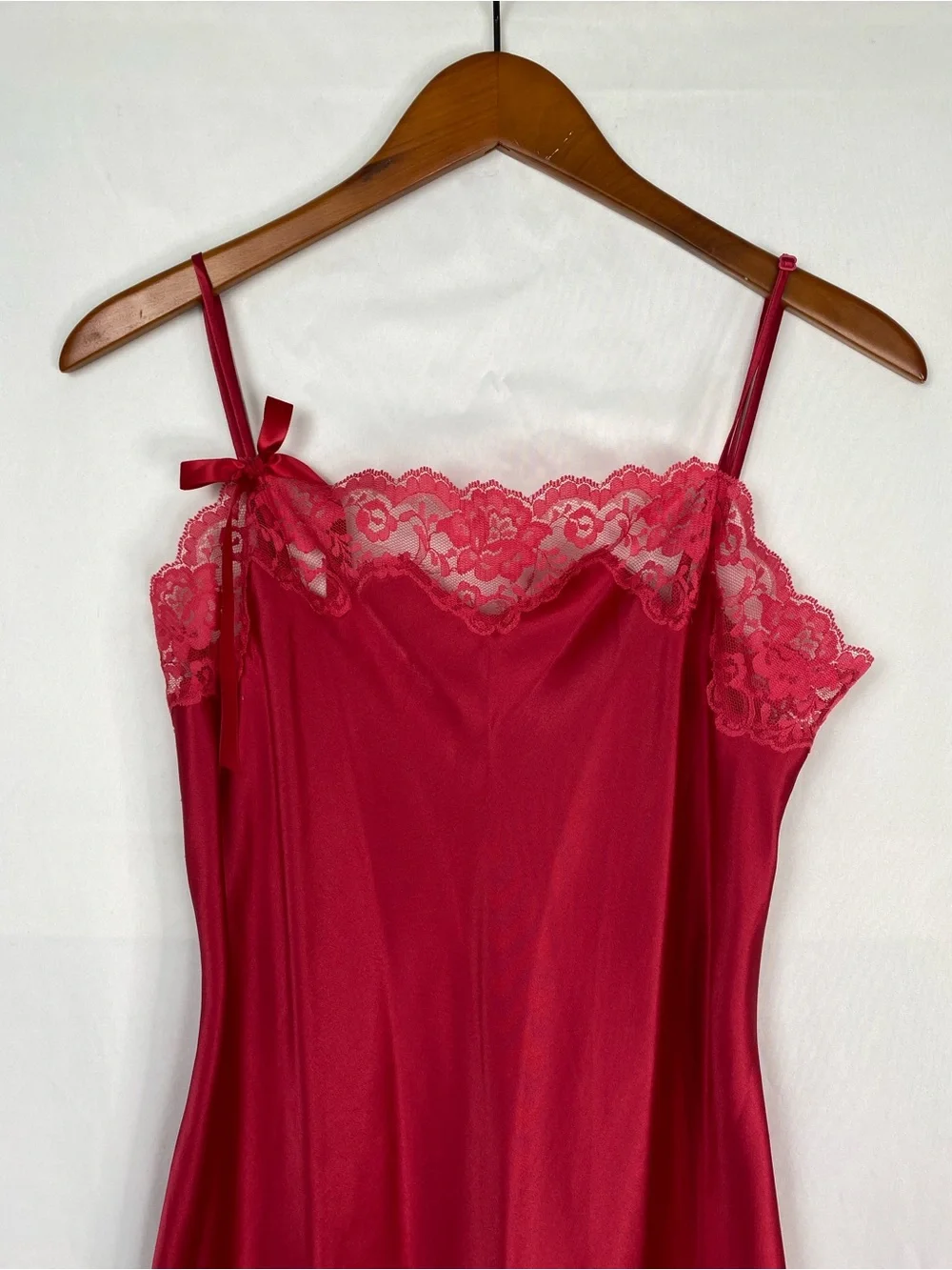 Y2K Victoria's Secret Vintage Red Satin Lace Slip Dress Size Medium